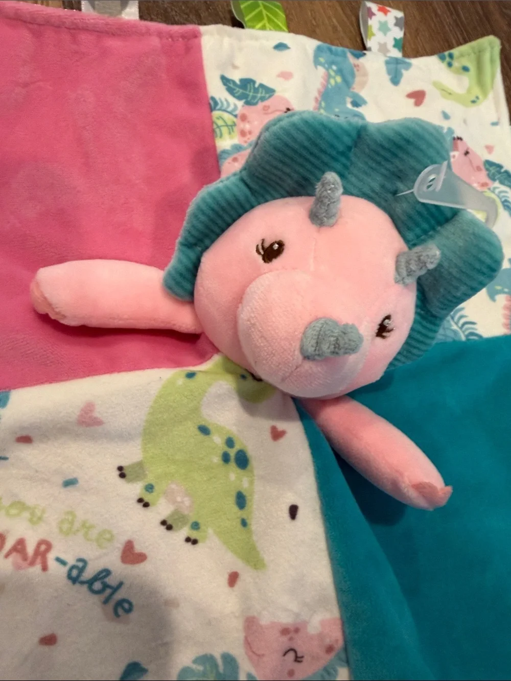 Taggies Mary Meyer Baby Lovey Plush Blanket A Roar A Saurus Dinosaur Satin NWT